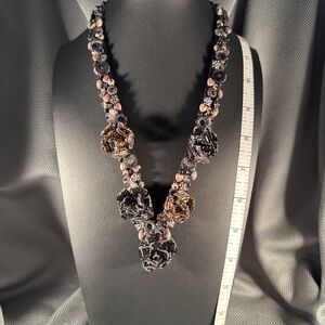 Chico's Black and Pink Floral Necklace